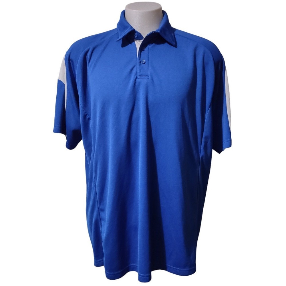 Eco Shirt Polo Men's 2XL Collared 3 Button‎ Blue With White Accent Stripes Golf